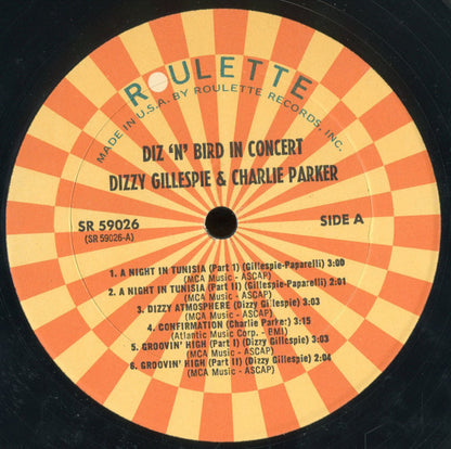 Dizzy Gillespie & Charlie Parker : Diz 'N' Bird In Concert (LP, Comp, RE)