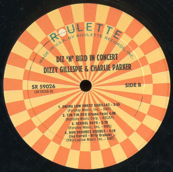 Dizzy Gillespie & Charlie Parker : Diz 'N' Bird In Concert (LP, Comp, RE)