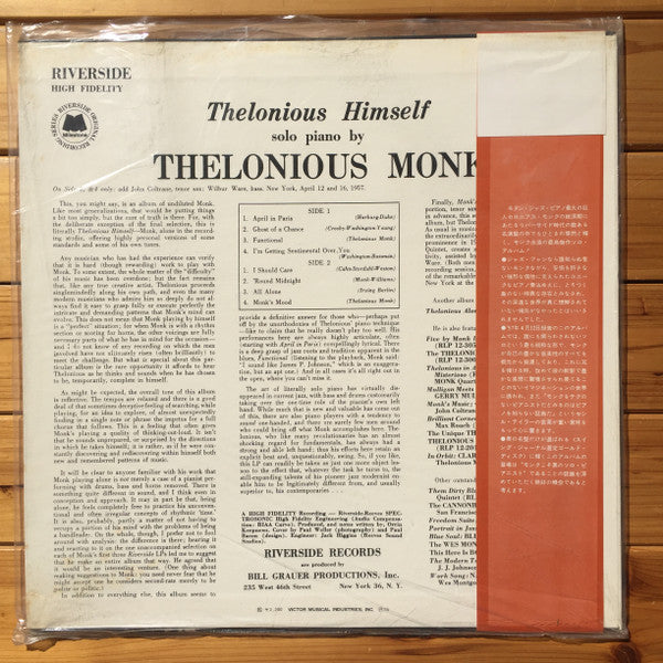 Thelonious Monk : Thelonious Himself (LP, Album, Mono, RE)