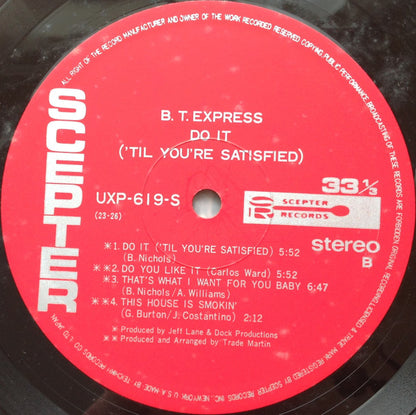 B.T. Express = B.T. Express : Do It ('Til You're Satisfied) = ドゥー・イット (LP, Album)