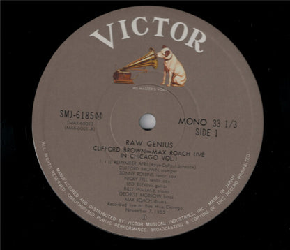 Clifford Brown and Max Roach :  Raw Genius - Live At Bee Hive Chicago 1955 Vol 1 (LP, Album, Mono)