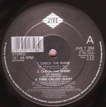 A Tribe Called Quest : Check The Rhime (12")