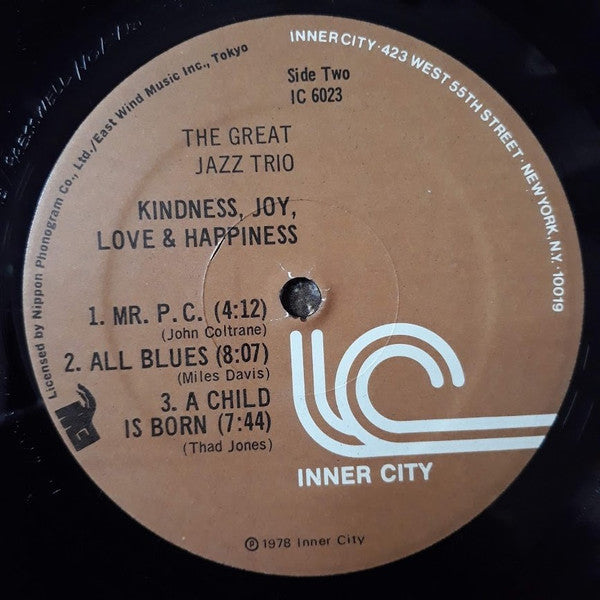 The Great Jazz Trio : Kindness, Joy, Love & Happiness (LP, Album)