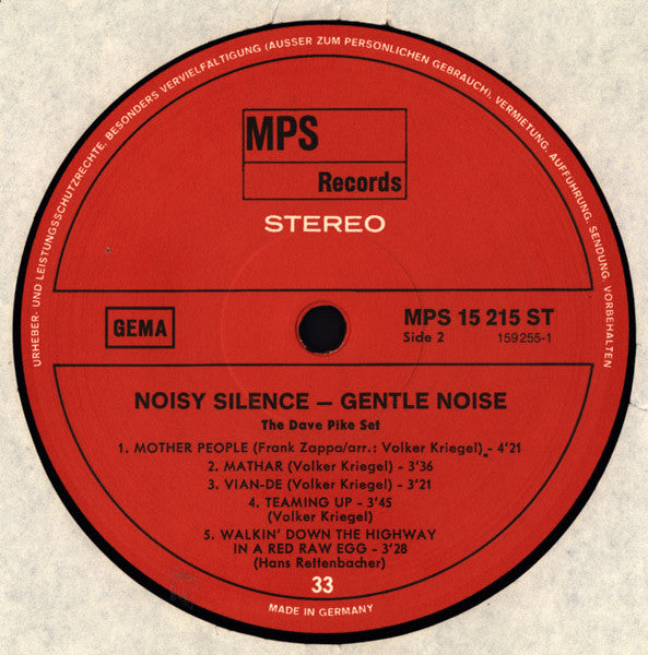 The Dave Pike Set : Noisy Silence - Gentle Noise (LP, Album, RE)