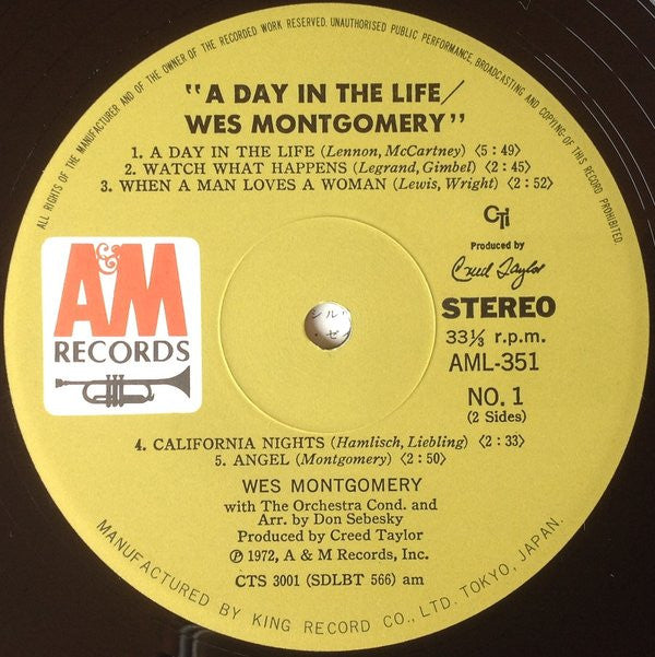 Wes Montgomery : A Day In The Life (LP, Album, RP)