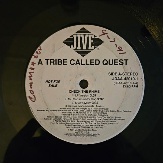 A Tribe Called Quest : Check The Rhime (12", Promo)