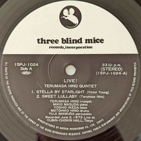 Terumasa Hino Quintet : Live! (LP, Album, RE)