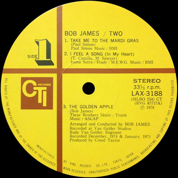 Bob James : Two (LP, Album, Ltd, RE)