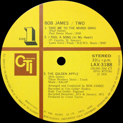 Bob James : Two (LP, Album, Ltd, RE)