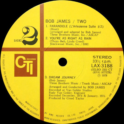 Bob James : Two (LP, Album, Ltd, RE)