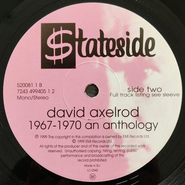 David Axelrod : 1968 To 1970 An Anthology (2xLP, Comp, Mono)