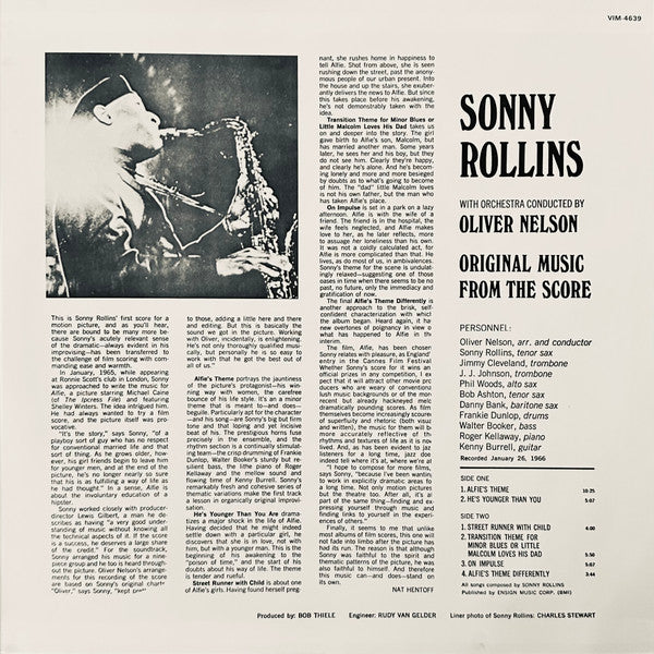 Sonny Rollins : Original Music From The Score "Alfie" (LP, Album, RE, Gat)