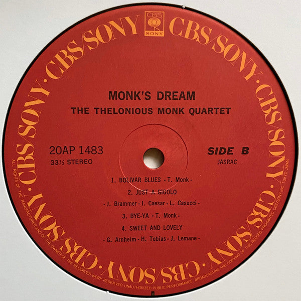 The Thelonious Monk Quartet : Monk's Dream (LP, Album, RE)