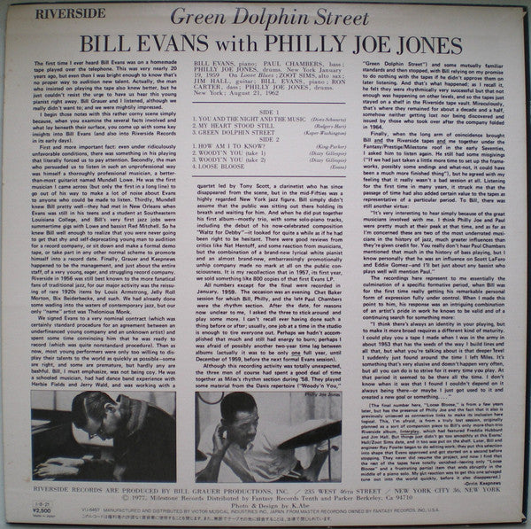 Bill Evans With "Philly" Joe Jones : Green Dolphin Street (LP, Mono, RE)