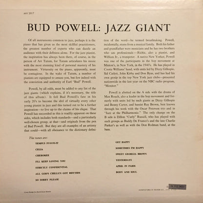 Bud Powell : Jazz Giant (LP, Album, Mono, RE)