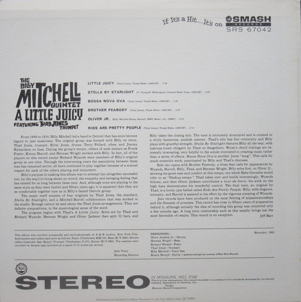 The Billy Mitchell Quintet Feat. Thad Jones : A Little Juicy (LP)