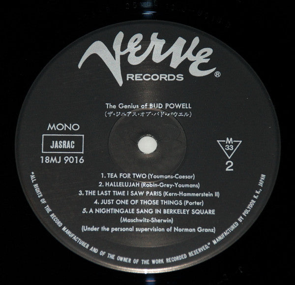 Bud Powell : The Genius of Bud Powell (LP, Album, Mono, Ltd, RE)