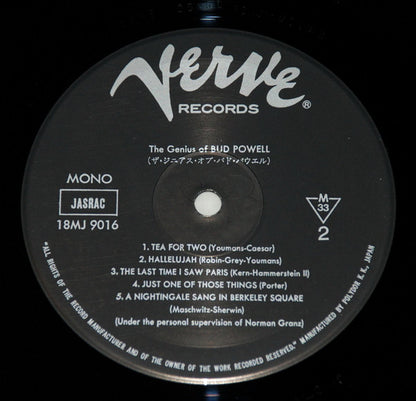 Bud Powell : The Genius of Bud Powell (LP, Album, Mono, Ltd, RE)