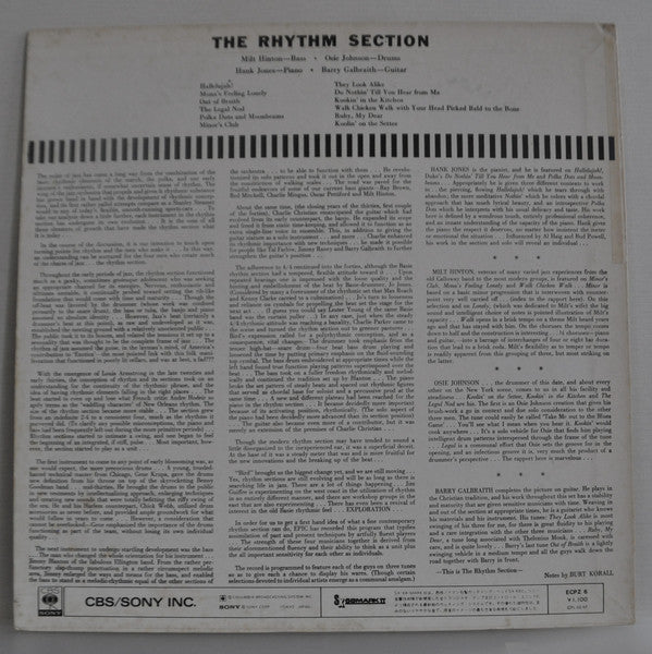 The Rhythm Section (7) : Milt Hinton / Osie Johnson / Hank Jones / Barry Galbraith : The Rhythm Section (LP, Album, Mono)