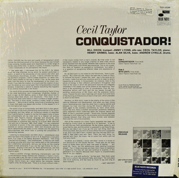 Cecil Taylor : Conquistador! (LP, Album)
