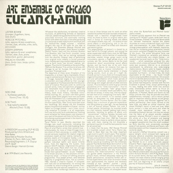 The Art Ensemble Of Chicago : Tutankhamun (LP, Album)